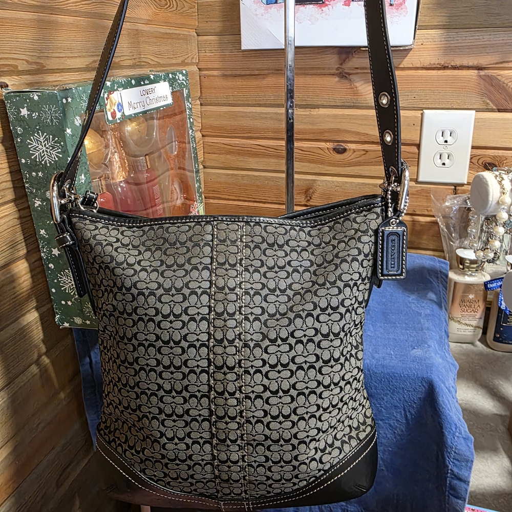 Coach Black and Gray Shoulder Bag